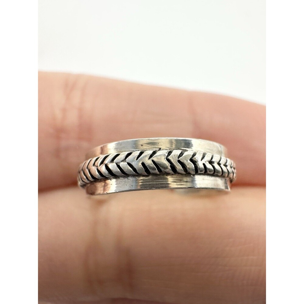 925 Sterling Silver Foxtail Weave Open Band Ring Size 2.75